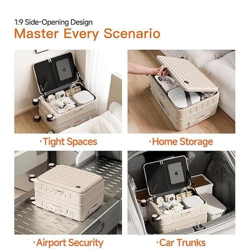 DTA Nova Top Opening Expandable Lightweight PC Hard Shell Suitcase, 20 Inch Carry On Luggage with TSA Lock, 360 Silent Spinner Wheels, Cup Holder, Ideal for Business Travel Suitcase (Beige) thumbnail 5