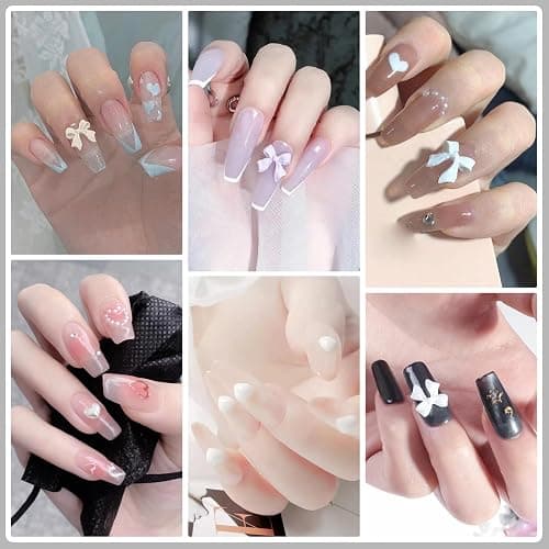 Artdone Nail Art Studs Kit, 12 grids 8 Colors 3D Charms and Pink Mix White Star Heart Moon Cute Nail Jewels for DIY Decoration thumbnail 6