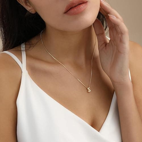 Lisitine Bubble Initial Necklaces Dainty Letter Necklace Cute Name Choker Necklaces for Women Trendy Personalized Pendant Jewelry Gift for Women thumbnail 3