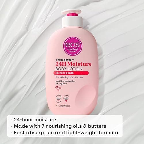 eos Shea Better Body Lotion Jasmine Peach, 24-Hour Moisture Skin Care, Lightweight & Non-Greasy, Natural Shea, Vegan, 16 fl oz thumbnail 5