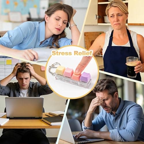 5Pcs Keyboard Fidget Toy, Loud Fidget Keyboard Keychain 4-in-1 Keyboard Clicker Fidget Toy Stress Relief, Cute Button Clicker Fidget Sensory Fun Toys for Anxiety Decompression (Cat) thumbnail 7