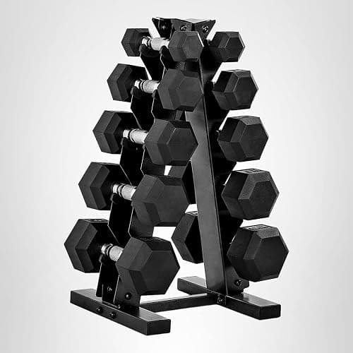 CAP Rubber Coated Hex Dumbbell Set with Storage Rack | 100–210 lb Options, Space-Saving Vertical Compact Storage for Home Gym Strength Training thumbnail 9
