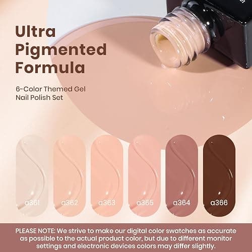 beetles Nude Gel Polish Set - Skin Tones Collection Nude Brown Neutral Polish 6 Colors Gel, Polka Dot Nails Design Soak off Uv Led Lamp Needed Manicure Diy Home thumbnail 4