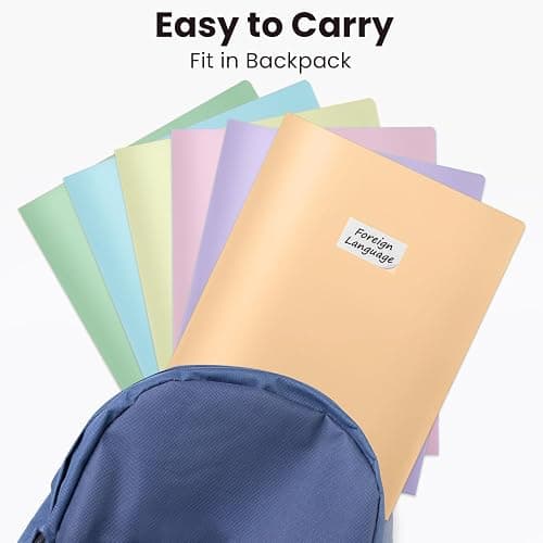 Sooez 6Pack Folders with Pockets, Pastels Colors, Heavy Duty Pocket Folder | Plastic Folders with Pockets, 2-Pocket Folder Bulk, Aesthetic File Folder, Back to School Office Filing Supplies thumbnail 5