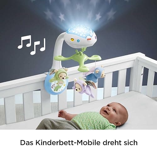 Fisher-Price 3-in-1-Traumbärchen-Mobile, Mobile für Babybett, Elektrisches Mobile mit Licht, Musikmobile, Babyerstausstattung, Babybett- und Baby-Zubehör, ab Geburt, CDN41 - Traumbärchen Mobile thumbnail 3