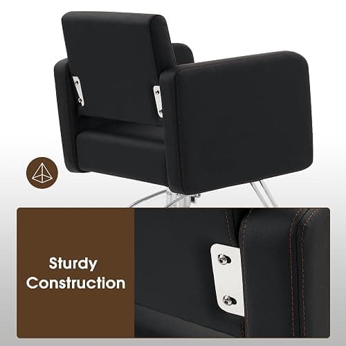 BarberPub Classic Styling Salon Chair for Hair Stylist, Barber Chair with Hydraulic Pump, Beauty Barbershop Salon Spa Equipment 3805 (Black) thumbnail 3