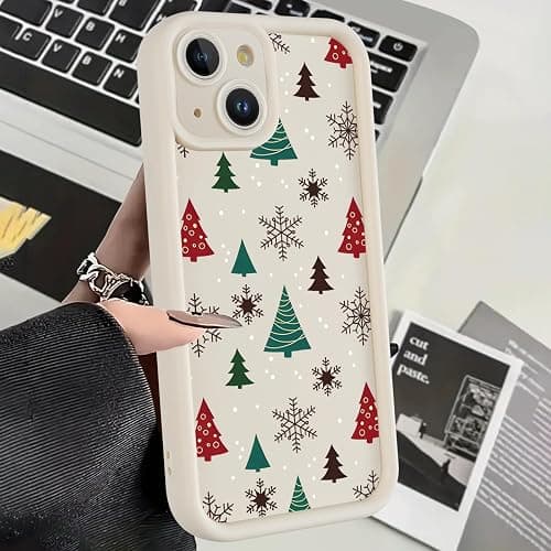 Yomjew 2 Pack Christmas Phone Case for iPhone 14 6.1", Cute Cover with Red Xmas Tree Candy Snowflake Pattern Full Camera Lens Shockproof Soft Silicone Cover for Girl Women thumbnail 3