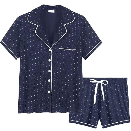 Cherrydew Women Bamboo Viscose Super Soft Comfy Summer Cooling Short Sleeve Button Down Pajama Shorts Set S-XXL thumbnail 5