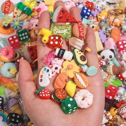MGGFBLEY Assorted Resin Charms for DIY Bracelet & Keychain Making – Mini Candy, Bear, Fruit & Animal Style Charms for Crafts thumbnail 6