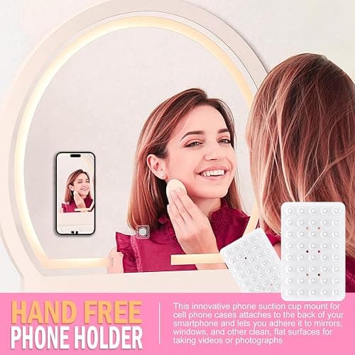 CMZZ Double Sided Silicone Suction Phone Holder Mount, Silicon Accessory for iPhone and Android, Hands-Free Mirror Shower Phone Holder, TikTok Videos and Selfies (Light Pink+Transparent) thumbnail 9