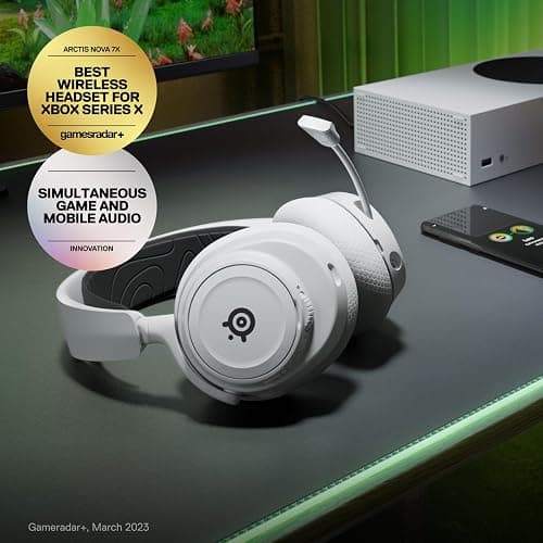 SteelSeries Arctis Nova 7X Wireless Multi-System Gaming & Mobile Headset - Nova Acoustic System - 2.4GHz + Bluetooth - USB-C - Xbox Series X|S, PC, PS5, Switch - White (Renewed) thumbnail 2