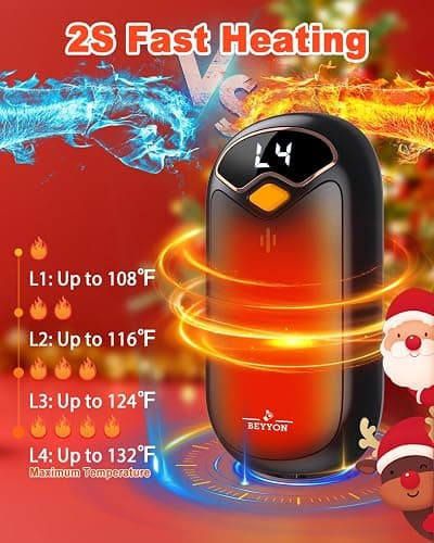 Hand Warmers Rechargeable - Electric Hand Warmer Rechargeable 2 Pack, LED Digital Display, 4 Heat Levels Reusable, USB, Magnetic Portable Handwarmers for Golf/Camping/Hunting, Gift for Women, Men thumbnail 2
