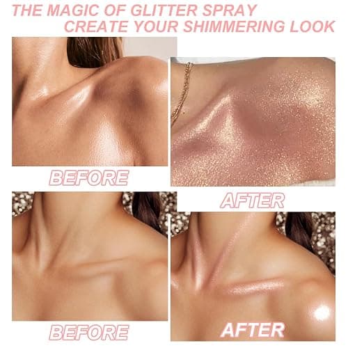 Hair and Body Glitter Spray, Shimmering Powder Sparkle Powder Makeup, Glitter Loose Sparkle Makeup for Body Highlighter,Festival Prom Rave Accessories (Pink) thumbnail 7