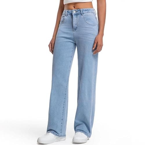 Mars power Straight Leg Jeans for Women,High Waisted Wide Leg Loose Stretchy Boyfriend Denim Pants Baggy Jeans for Women thumbnail 6