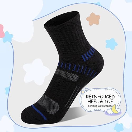 Comfoex Boys Socks Quarter Athletic Ankle Cotton Sports Socks For Kids 8-10 4-6 6-8 Years Old With Cushioned Sole 6 Pairs thumbnail 4