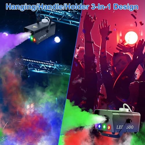 TeqHome Smoke Machine, Fog Machine Outdoor with 3 LED Lights, 400W and 2000CFM Fog with Wired Receiver, Wireless Remote Controls, Perfect for Wedding, Halloween, Christmas, Party, Club,DJ Stage Effect thumbnail 3
