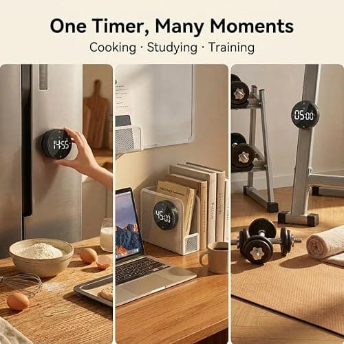 TLTWHS Rechargeable Magnetic Kitchen Timer, LED Countdown/Count-Up Timer, Supports USB-C Charging, with Loud Alarm, 3 Preset Quick Times (5/15/25m), Perfect for Kitchen Cooking, Studying, and Fitness thumbnail 7