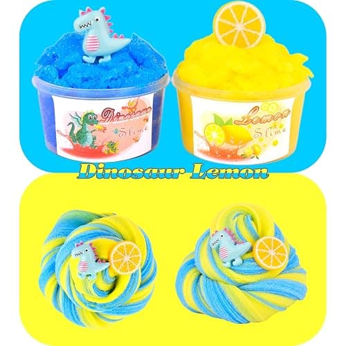 7 Pack Mini Cloud Slime Kit,With Peach Watermelon Avocado Dinosaur Slimes Charms Set,Fluffy Slime for Girls and Boys,Stress Relief Toy for Kids Education,Party Favor,Gift and Birthday thumbnail 5