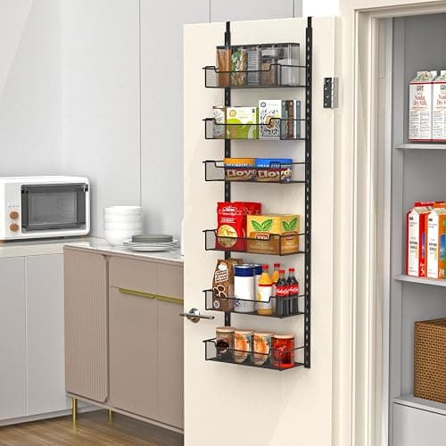 VyGrow 12.3" W Narrow Over the Door Pantry Organizer, 6-Tier Over the Door Organizer with Adjustable Basket, Pantry Door Organization for Pantry Kitchen Storage Room Spice Rack, Black thumbnail 6