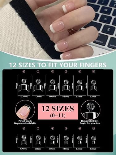 HWHUNO 480Pcs Extra Short Half Cover Almond & Tapered Square Nail Tips | Gel x Clear Nail Tips Set, 2 Box Pre Shaped, XXS, 12 Sizes, Nail Art Home DIY Salon thumbnail 3