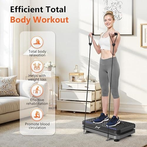 AXV Vibration Plate Fitness Platform Exercise Machine Vibrating Shaking Full Body Shaker Workout Vibrate Stand Shake Board Sport Gym for Weight Loss Fat Burner for Women Men thumbnail 5