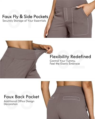 G4Free Yoga Pants Women Wide Leg Pants with Pockets High Waist Stretch Dress Casual Sweatpants Petite/Regular/Tall thumbnail 4