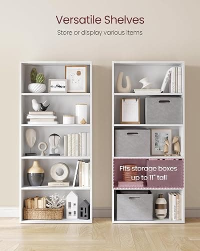 VASAGLE 5-Tier Bookshelf, Storage Organizer, 23.6 x 9.4 x 52.8 Inches | Particleboard and MDF, for Home Office, Cloud White, CUSTOS Collection ULBC165T14 thumbnail 5