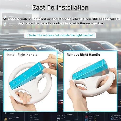 Machine-Ya Wii Zapper Gun and Steering Wheel Compatible with Nintendo Wii & Wii U Remote Game (2-Pack, White) thumbnail 3