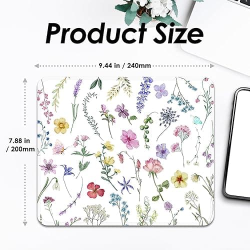 Square Mouse Pad with Stitched Edge, Premium Mousepad Washable Cloth. Computer Mouse Pad with Non-Slip Rubber Base, Mouse Pads for Computers Laptop Mouse 9.25x7.75x0.12 inch-Flower2 thumbnail 3