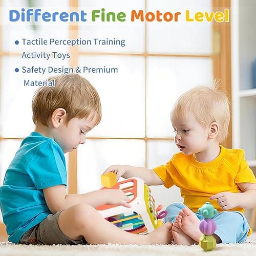 MINGKIDS 7 in1 Sensory Development Multifunctional Sensory Teething Toys for 1 2 Year Old Boy Girl,Shape Sorter Pull String Travel Car Toys for 12 Month - Montessori 7 IN 1 thumbnail 2