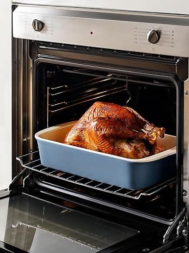 LE TAUCI Deep Casserole Dishes for Oven, 13.7”x9.6” Ceramic Baking Dish Set with Roasting Racks, Large Lasagna Pans with Handles, Rectangular Bakeware as Gift for Mom, Dusty Blue (4.6QT/3.0QT/1.6QT), Set of 3 thumbnail 7