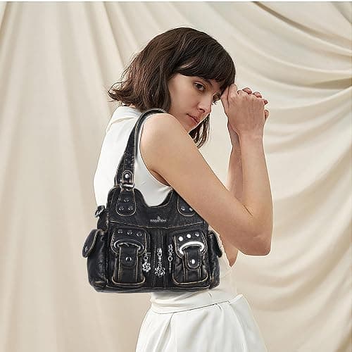 Angel Kiss Purses for Women Small Hobo Crossbody Bags Multi-Pocket Vegan Leather Hobo Handbags Tote Bag with Crossbody Strap thumbnail 2