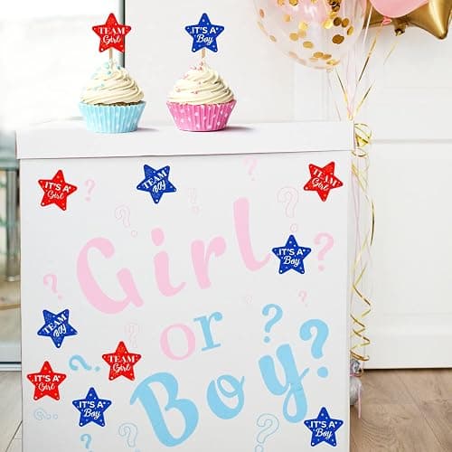 4th of July Patriotic Gender Reveal Poster Sign Party Supplies Decorations with 72 Pcs He or She Stars Firecracker Gender Reveal Sticker Labels for Summer Baby Shower Gender Reveal Decorations thumbnail 6
