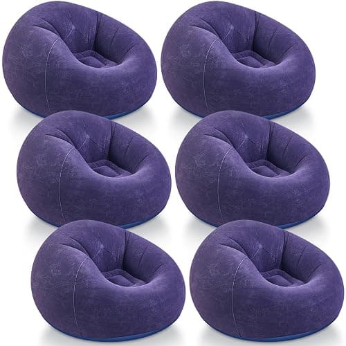 Realspring Inflatable Bean Bag Chairs Outdoor Blow up Camping Chairs Inflatable Lazy Sofa Folding Portable Bean Bag Loungers Couch for Movie Night(Blue,6 Pcs) - Image 1