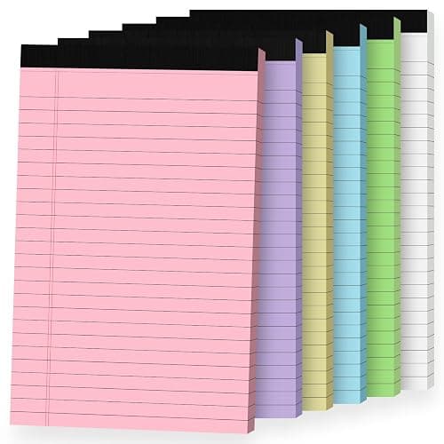 6 Pack Notepads 5x8, Small Legal Pads Narrow College Ruled, 30 Sheets/Pack, Perforated Notebook - Colored Note Pads for School, Memo, Note Taking, Teacher & Office Supplies, Writing Pads of Paper - Image 1