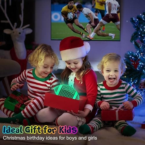Linkax Football Gifts Stocking Stuffers for Kids Teens Boys Girls, Rugby 3D Illusion Night Light Christmas Gifts for Kids, 6 7 8 9 10 11 12 13 Year Old Birthday Presents Room Decor, Toys for Ages 8-13 thumbnail 2