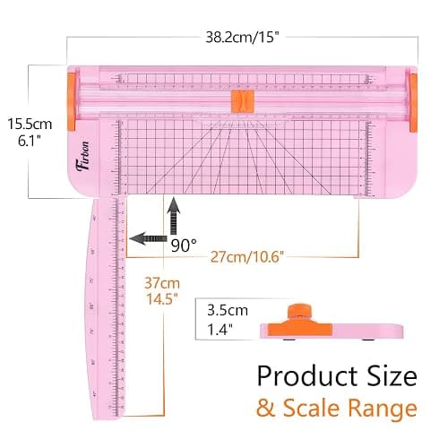 Firbon A4 Paper Cutter 12 Inch Titanium Straight Paper Trimmer with Side Ruler for Scrapbooking Craft, Paper, Coupon, Label, Cardstock(Pink) thumbnail 3