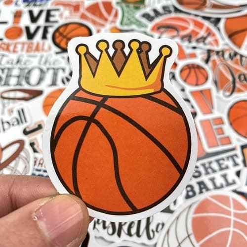 AOWDIAO Basketball Stickers for Water Bottle Cute Basketball Gifts 50 Pieces Sports Stickers for Kids Teens Adults thumbnail 5