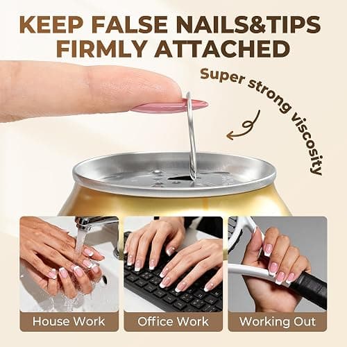 UNA GELLA 9 in 1 Gel Nail Glue for Clear Acrylic Nails Tips 2Pcs 10ml Long Lasting Super Strong Brush on Nail Gel Glue for False Press on Nails Tips Base Blooming Gel, U V Light Required thumbnail 3