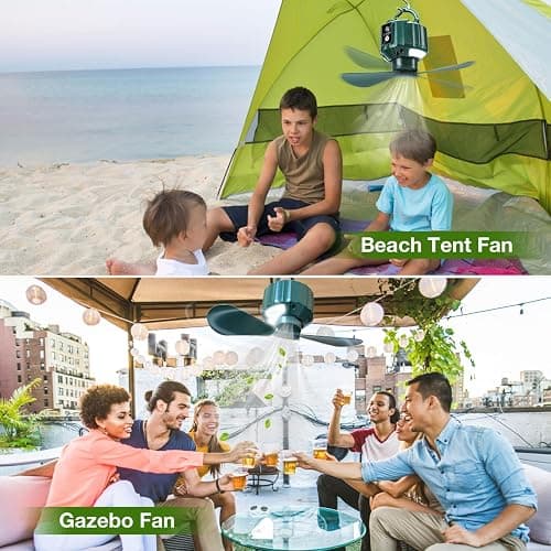 DUKUSEEK Tent Ceiling Fans for Camping Hanging, Portable Tent Fans with Light and Remote Control, Power Bank, USB Battery Operated Camping Fan with Hanging Hook for Outdoor, Car, RV thumbnail 8