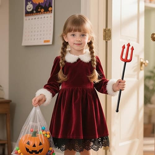 Small Devil Pitchfork, Halloween Costume Accessories, Glitter Red Trident | Party Prop for Kids and Adults, 17.3 Inch Plastic Demon Fork, Detachable Toy thumbnail 4