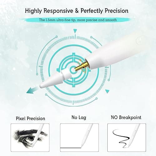 MYSTILUCK Stylus Pen for iPad 11th & 10th Gen - 2X Faster Charging, Tilt & Palm Rejection, Works with iPad Pro 12.9/11/M4, Air 5/M2, Mini 6, iPad 6th-11th Gen (2018-2025) thumbnail 4