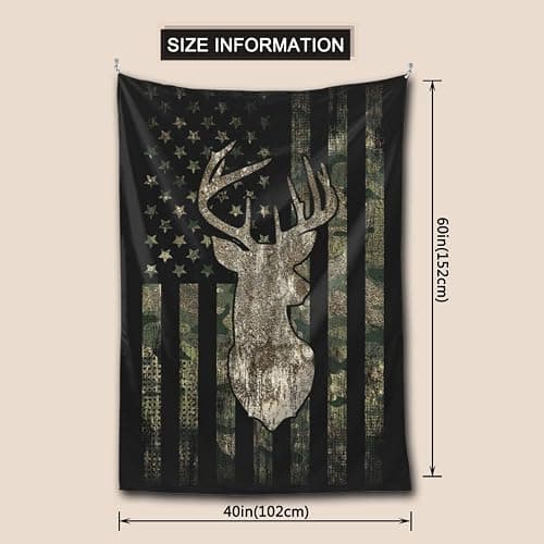 MINIOZE Camo Camouflage American Flag Hunting Deer Tapestry Wall Hanging Home Decoration Bedroom Decor Living Room Balcony 40 X 60 Inch thumbnail 3