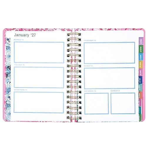Lilly Pulitzer Large 17-Month Planner 6.75" x 8.87" Agenda Dated August 2026–December 2027, Gold Spiral Binding & Elastic Closure, Weekly & Monthly Layouts, Stickers, Travel & Reflection Pages (Conch Shell Pink Burst of Joy) thumbnail 4
