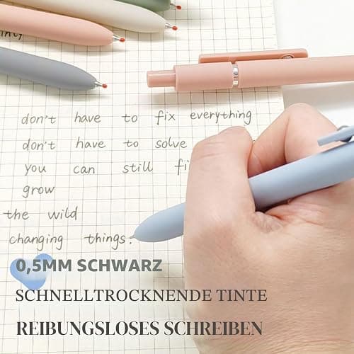 UIXJODO Gelstifte, 5 Stück 0,5 mm japanische schwarze Tinte, feine Spitze, glatte Schreibstifte, High-End-Serie Stifte für Tagebuch, Notizen, niedliche Büro, Schule(Morandi) thumbnail 5