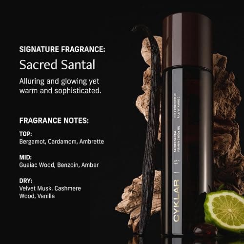 CYKLAR Vitamin C Body Oil for Women and Men. Moisturizing Sacred Santal Scented Body Serum for Glowing Skin. Nourishing, Hydrating After-Shower and Bath Skin Care Moisturizer, 4.2 Fl Oz thumbnail 4
