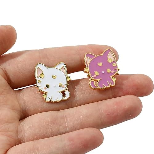2pcs Anime Cat Brooch Pins For Women Enamel Pins for Backpacks Clothing Jackets Hats Cat Decoration Lady Gifts thumbnail 4