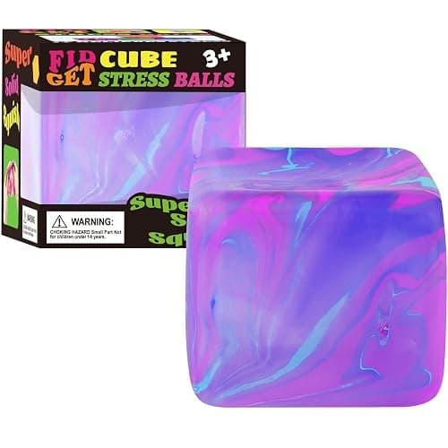 Large Fidget Toys Squishy Stress Cube - Giant Ice Cube Sensory Ball,Squishy Stress Relief Toys, Autism Fidget, Classroom Prize, Squishy Fidget Toys, Stress Balls for Adults & Kids (Purple, 1) - Image 1