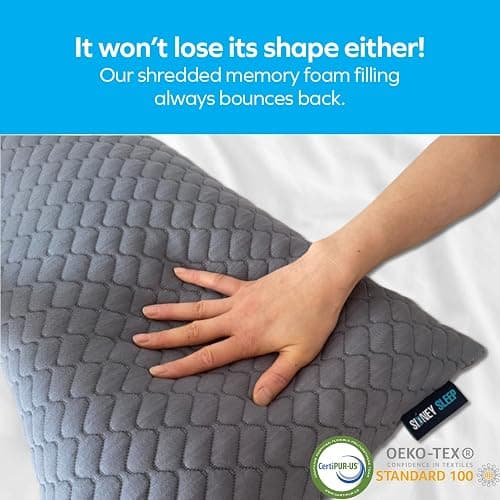 Sidney Sleep Mini Travel Size Neck Pillow - Knee, Back Lumbar and Support - Small Curved Pillow - 14 x 19 Inches - Adjustable Loft - Washable - Drawstring Backpack Included (Mini - Grey) thumbnail 8