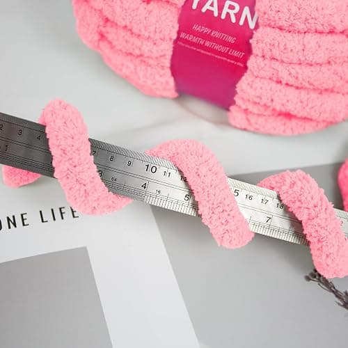 Chunky Yarn for Hand Knitting and Blankets – Super Soft Jumbo Chenille Yarn Pack for Crocheting, Bulky DIY Projects, 8 Skeins(Pink) thumbnail 2